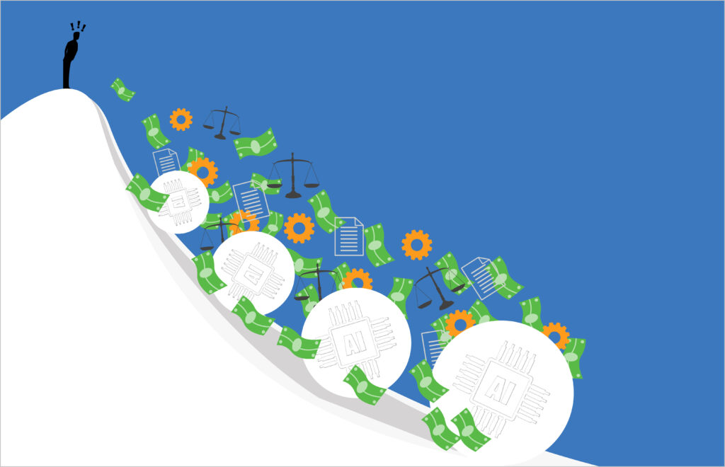 Businessman Standing Observing The Snowball Effect